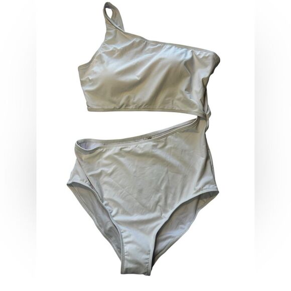 NWT One-Shoulder White Cut out one piece Swimsuit size Large - Picture 5 of 7